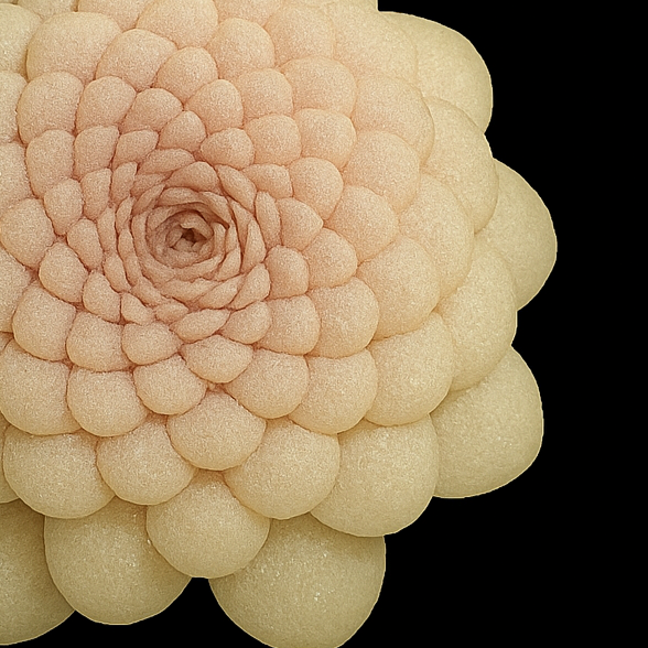 Santa Maria Pingicula Beige flower-like spiral pattern on a black background