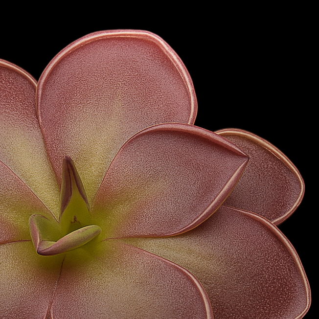 Close-up of a pink succulent plant on a black background
