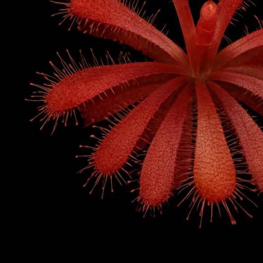 lovellae drosera sundew red on a black background